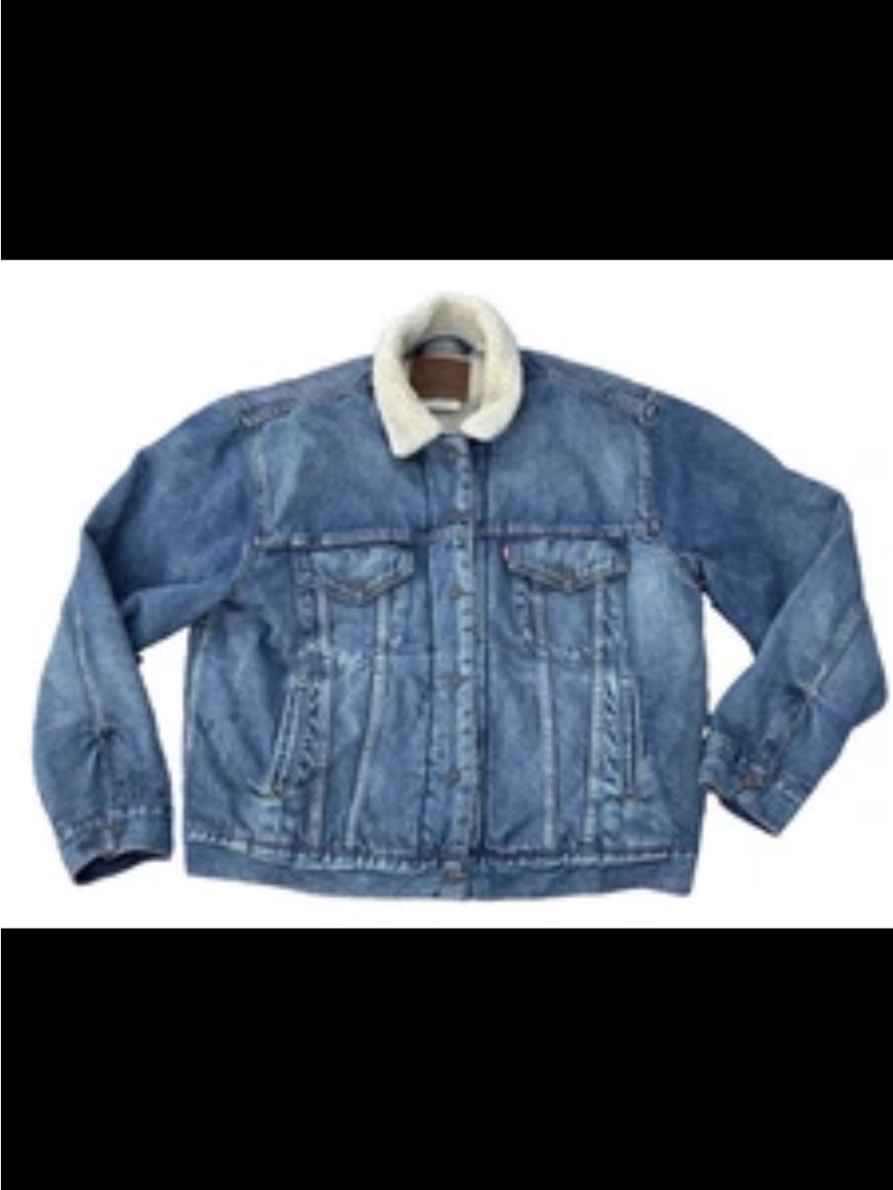 Levi's Premium Big E Sherpa Lined Trucker Jacket Denim Men's XL Blue Jean Coat